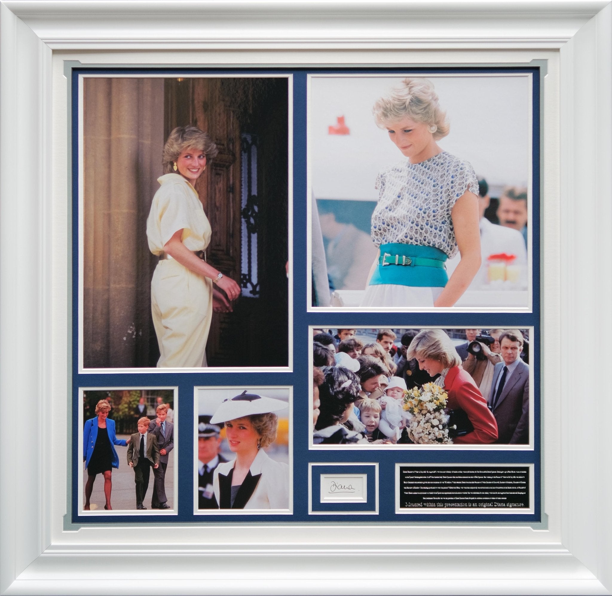 Lady Diana Montage With Signed White Card - Memorabilia Framers Shop